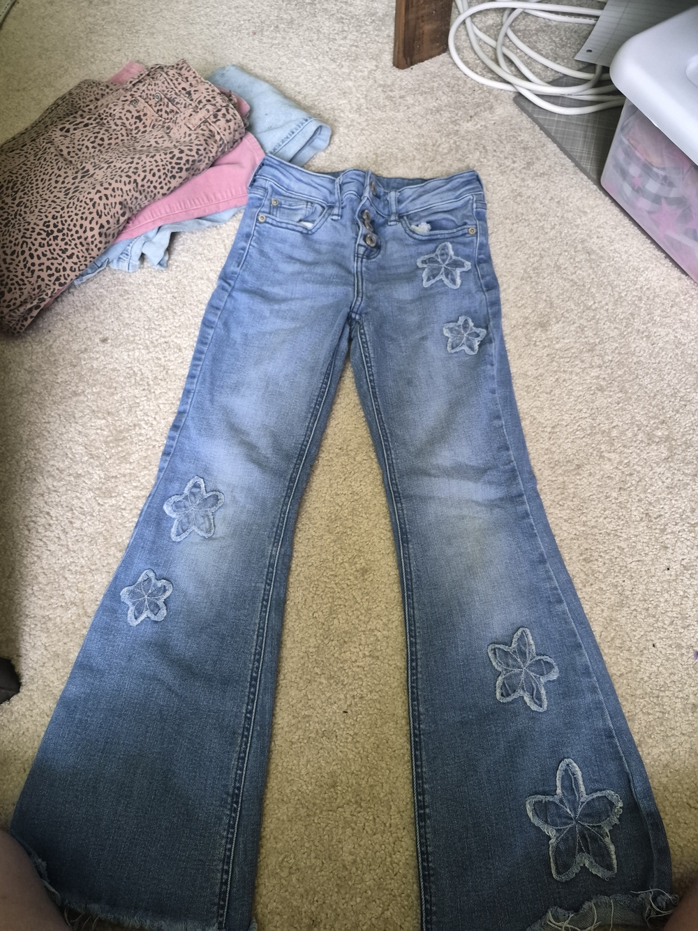 Girl's Size 10 Jeans, Cute Flower Design